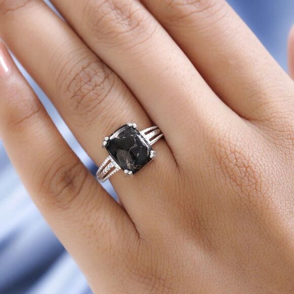 New in box! Shungite Matrix Stone Ring in Silver Size 6 - Picture 8 of 8